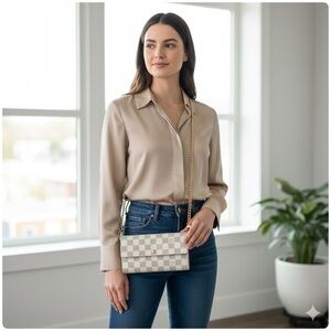 2007 authentic Louis Vuitton Sarah wallet Damier Azur w crossbody kit